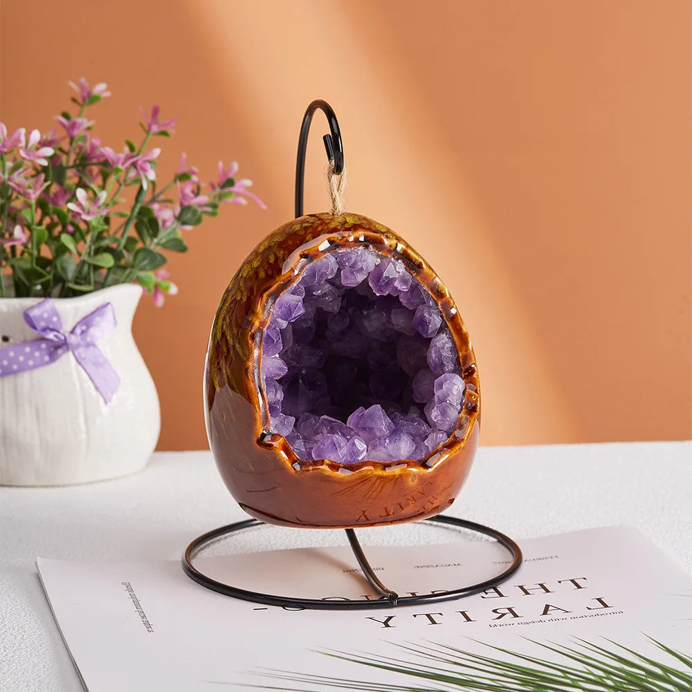 Amethyst Egg Lamp Crystal Nightlight - Purple Geode Healing Stone Zen Decor | Buddhive