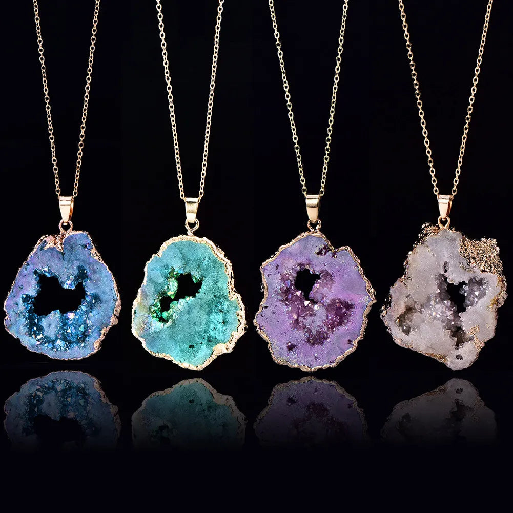 Raw Agate Stone Necklace - Natural Gemstone Buddhist Jewelry for Balance & Grounding | Buddhive