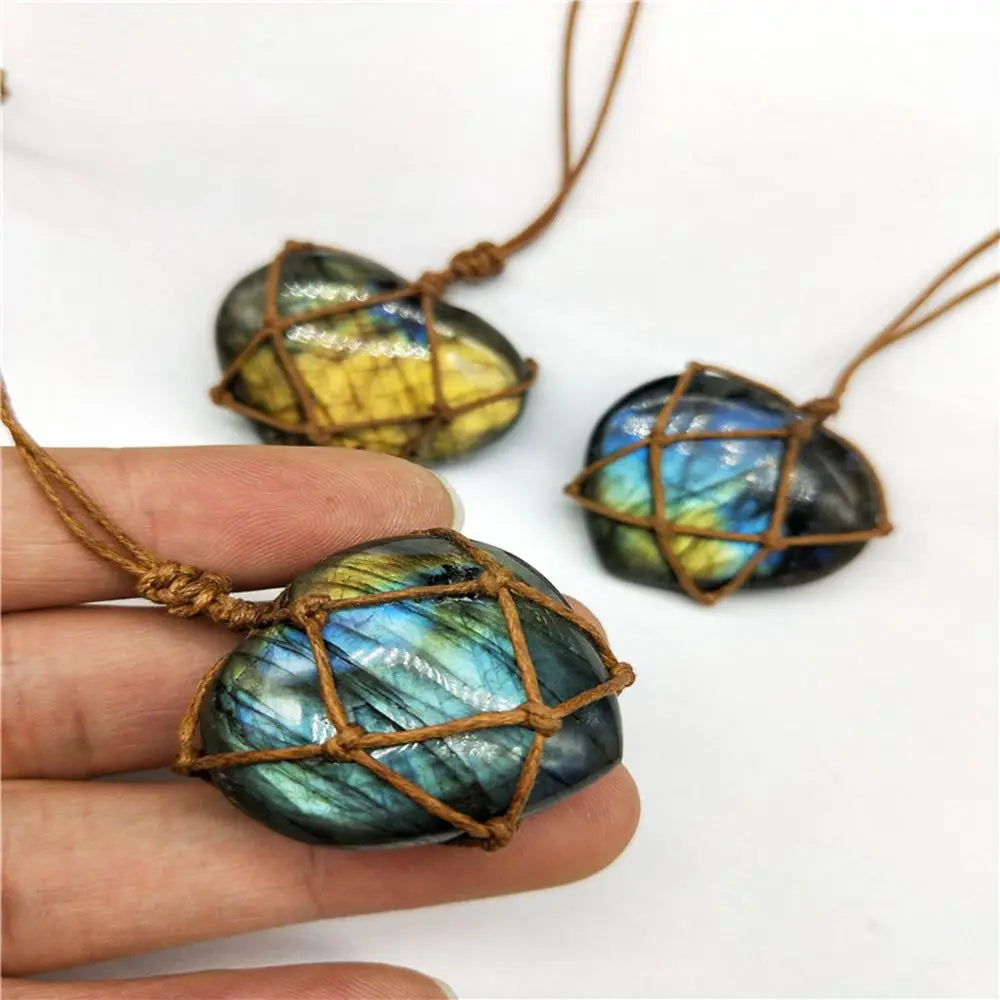 Labradorite Necklace Round Stone Pendant - Natural Gemstone Buddhist Jewelry | Buddhive