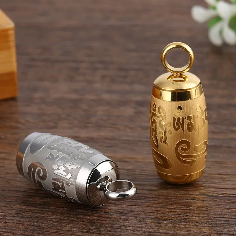 Buddhist Prayer Wheel Pendant - Stainless Steel Spinning Mantra Necklace | Buddhive