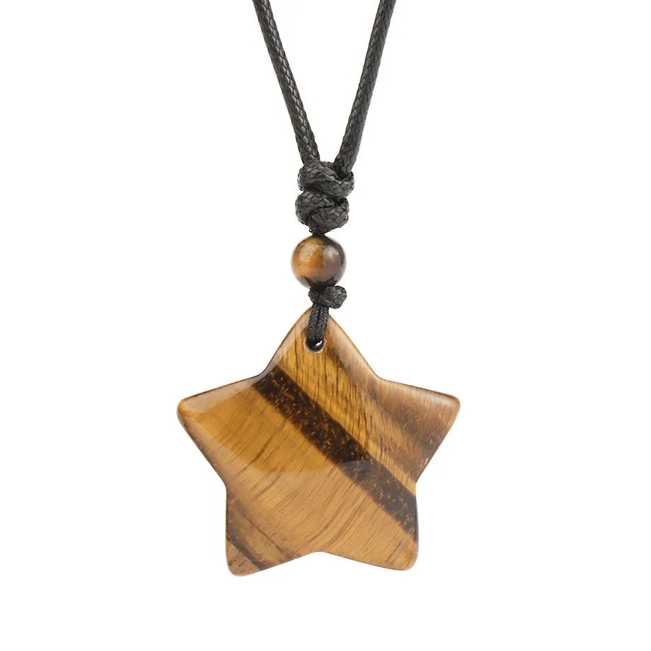 Tiger's Eye Necklace Star Pendant - Natural Gemstone Buddhist Jewelry | Buddhive