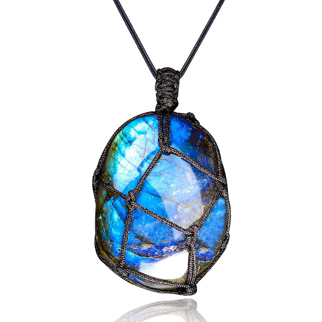 Labradorite Necklace Natural Stone Protection Jewelry - Chakra Healing Crystal | Buddhive