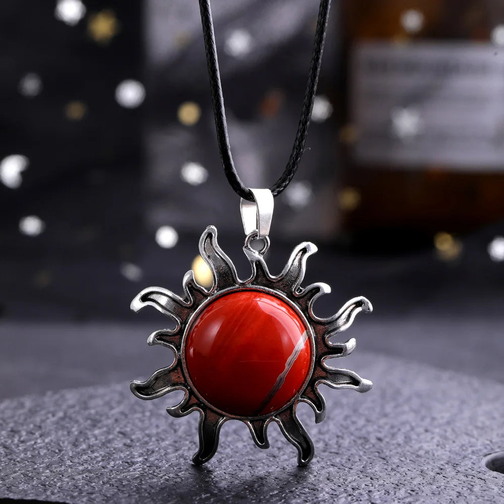 Quartz Sun Necklace - Natural Stone Buddhist Pendant - Unisex Spiritual Jewelry | Buddhive