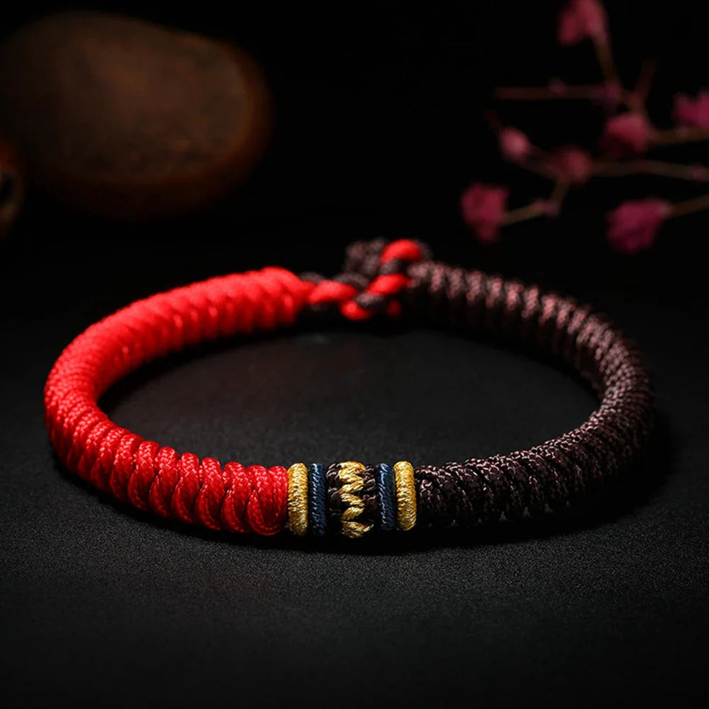 Tibetan Buddhist Bracelet Hand-Braided Cotton - Red String Protection Wrist Mala | Buddhive
