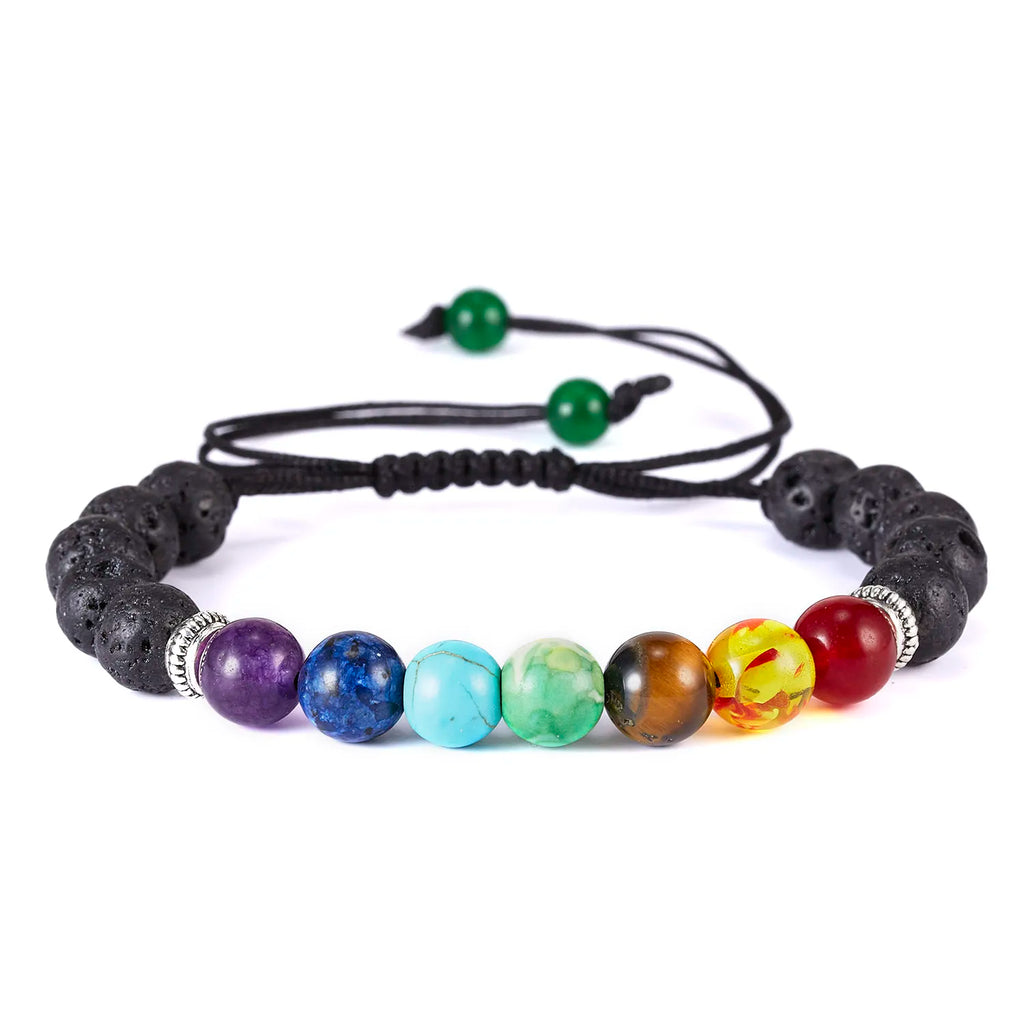 7 Chakra Bracelet with Lava Stone - Natural Gemstone Aromatherapy Diffuser | Buddhive