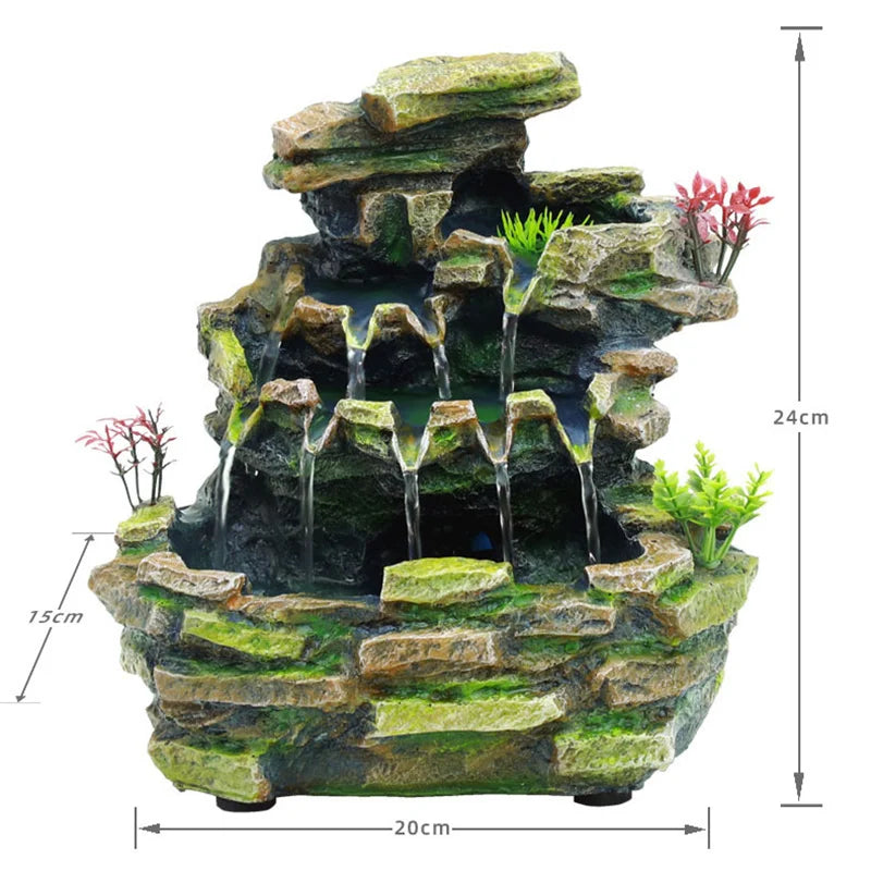 Zen Fountain Indoor Waterfall with LED Lights - Resin Cascade Water Feature | Buddhive