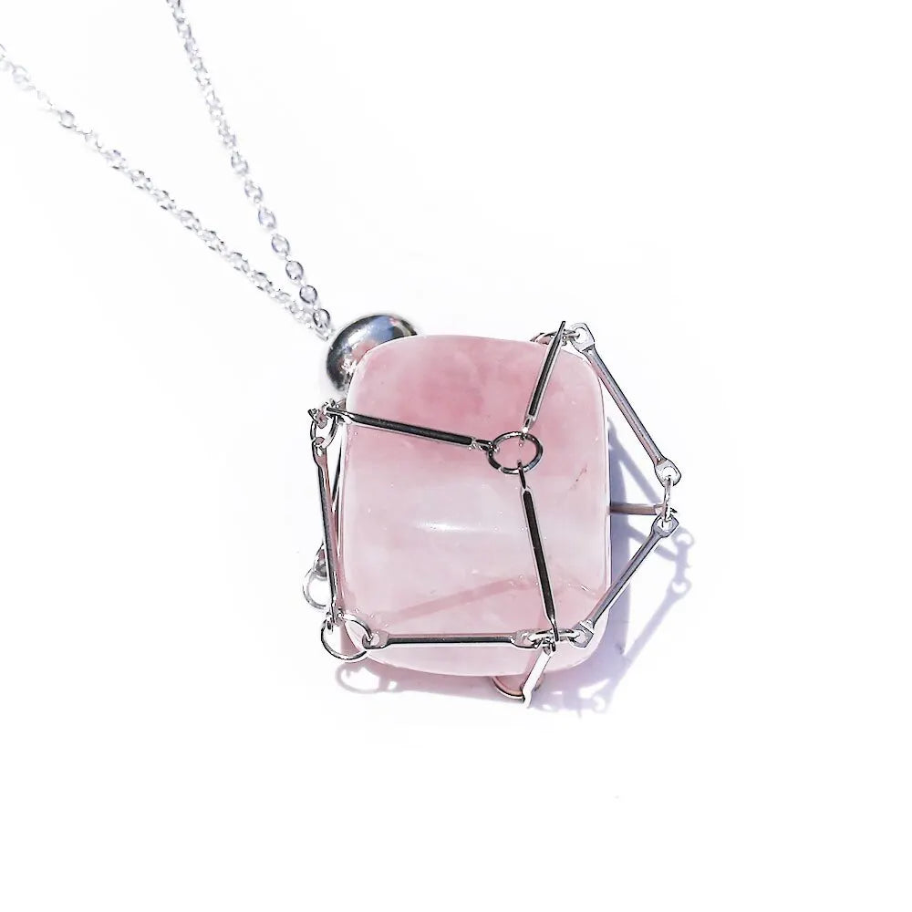 Jade Necklace Natural Crystal Buddhist Jewelry - Stainless Steel Chain | Buddhive