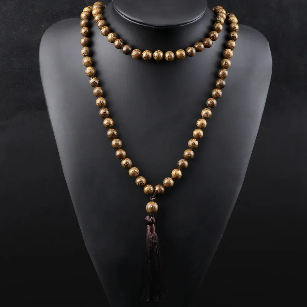 Mala Beads 108 Tibetan Prayer Necklace - Wood Beads - Meditation & Mantra Practice | Buddhive