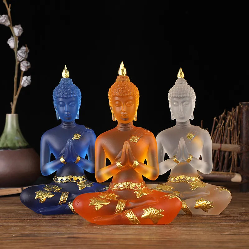 Buddha Statue Colorful Resin 6" Hand-Painted Meditation Decor | Buddhive