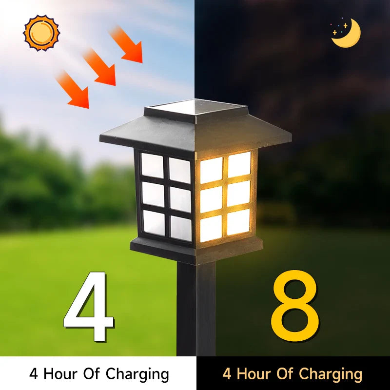 Japanese Solar Garden Lights - Pagoda Style Outdoor Zen Lanterns - LED Path Stakes | Buddhive