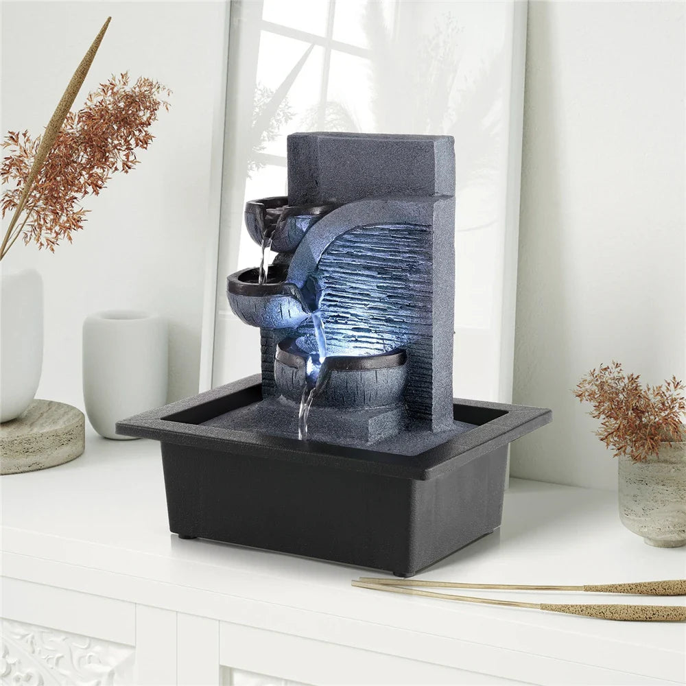 Zen Water Fountain Indoor - Resin Tabletop Buddha Fountain with LED Lights | Buddhive