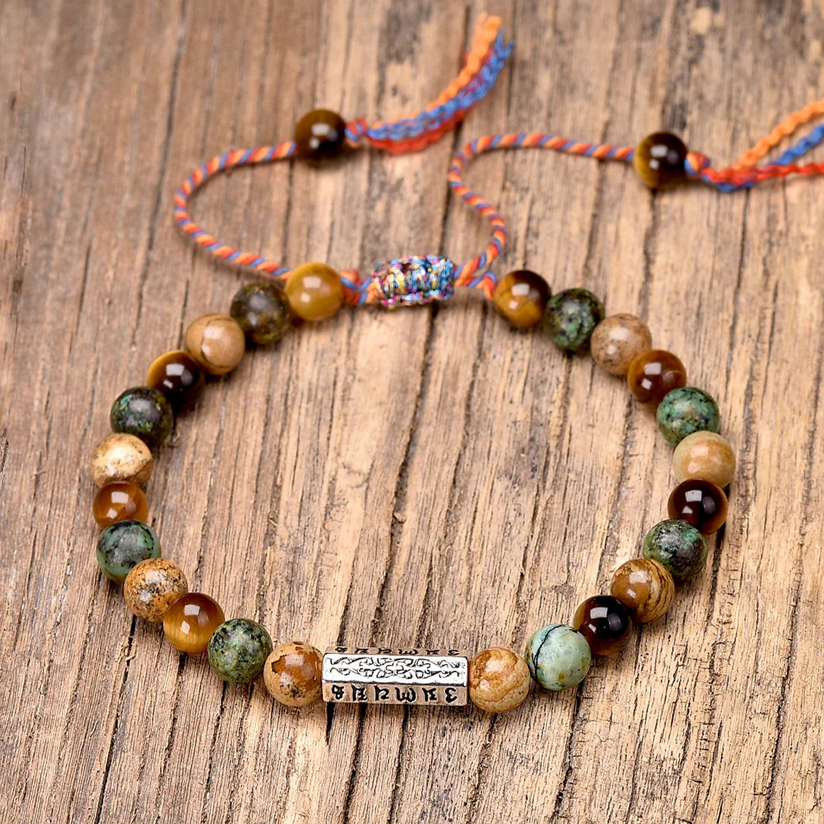 Tibetan Om Bracelet Natural Stone - Handmade Buddhist Prayer Wrist Mala | Buddhive