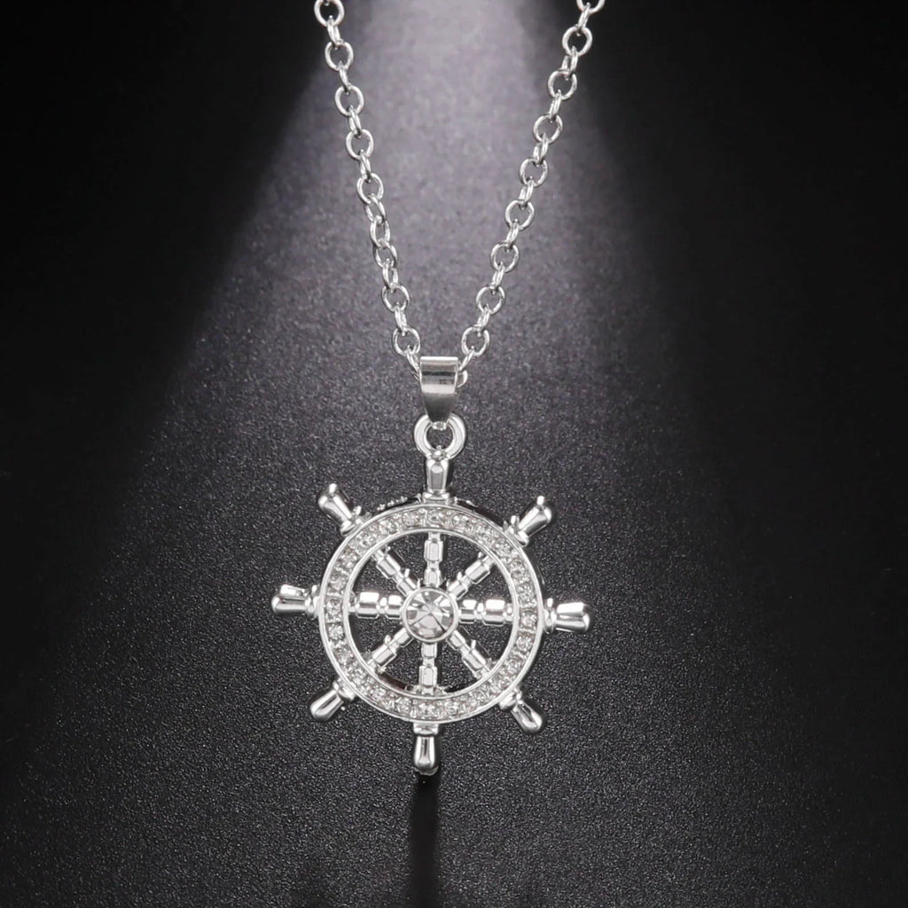 Buddhist Rudder Pendant Stainless Steel - Spiritual Navigation Symbol Necklace | Buddhive