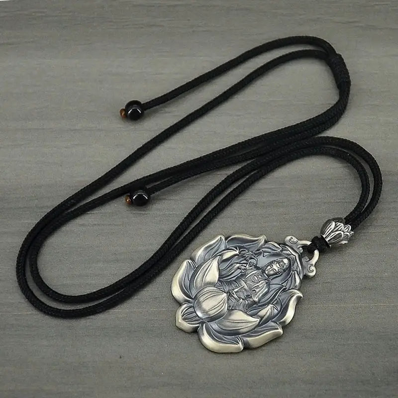 Buddhist Amulet Pendant Silver - Copper Alloy Geometric Protection Charm | Buddhive