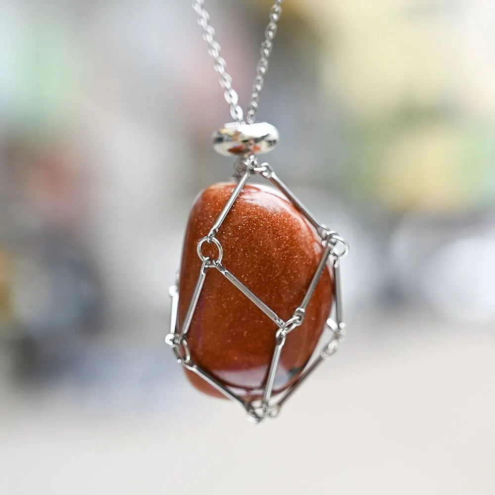 Jade Necklace Natural Crystal Buddhist Jewelry - Stainless Steel Chain | Buddhive