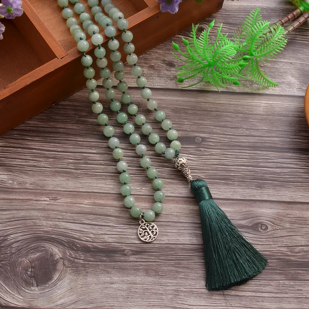 Mala Beads Necklace Burmese Jade 108 Prayer Beads - Meditation & Mantra Counting | Buddhive