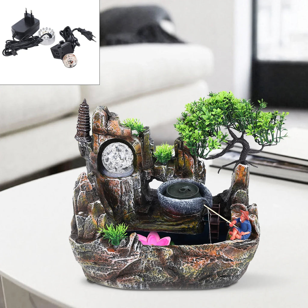 Zen Fountain Indoor LED Resin Water Fountain - Relaxation & Feng Shui Decor | Buddhive