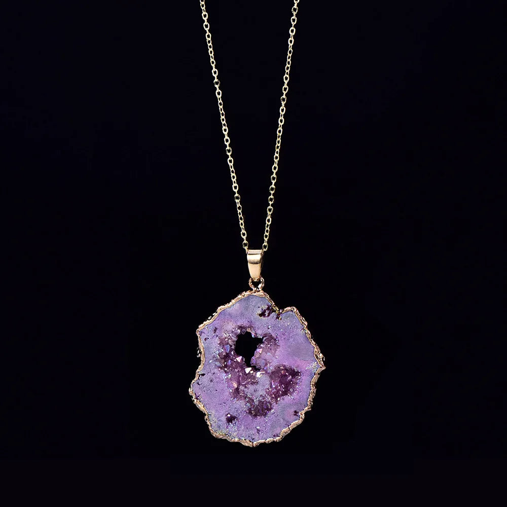 Raw Agate Stone Necklace - Natural Gemstone Buddhist Jewelry for Balance & Grounding | Buddhive
