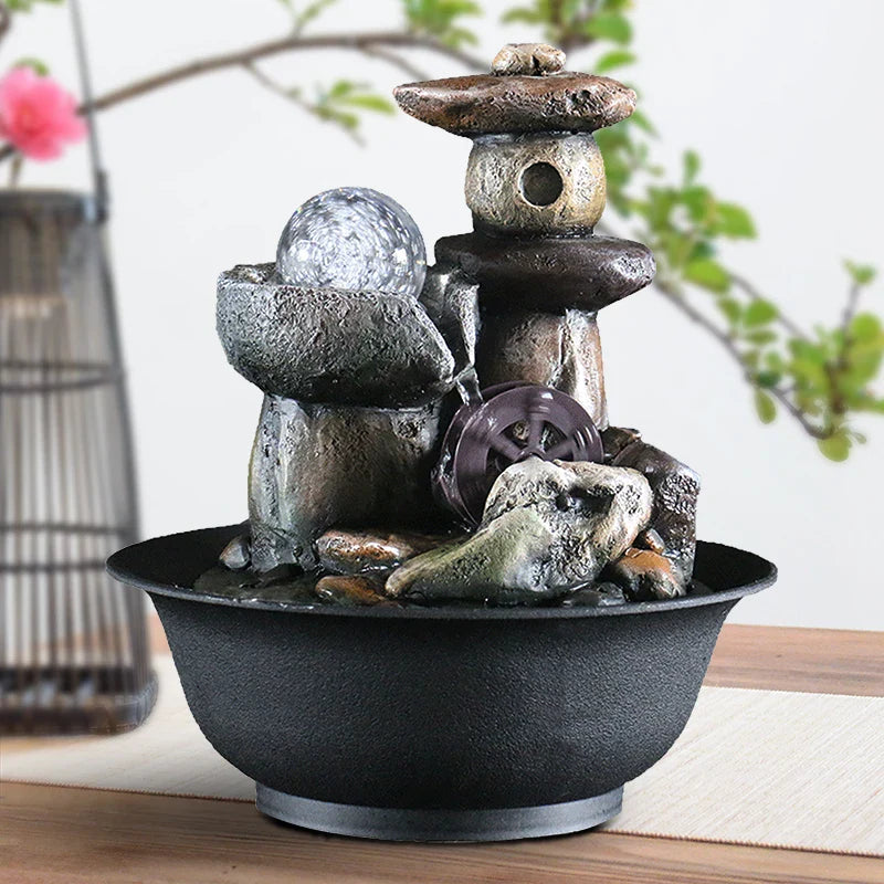 Zen Fountain Indoor Waterfall Resin Tabletop - Meditation & Home Decor | Buddhive