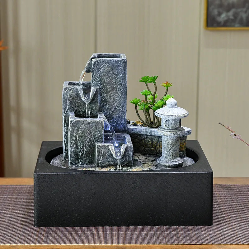 Indoor Zen Fountain Relaxation Water Feature Resin Tabletop Design | Buddhive