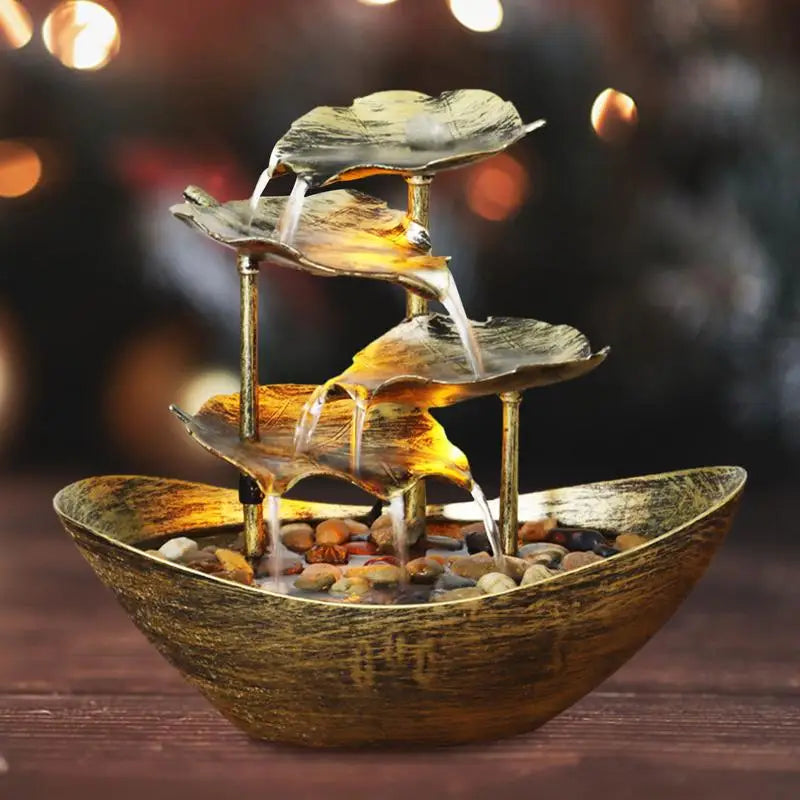 Zen Fountain Indoor Waterfall 4 Tier Metal Cascade - Meditation & Home Decor | Buddhive