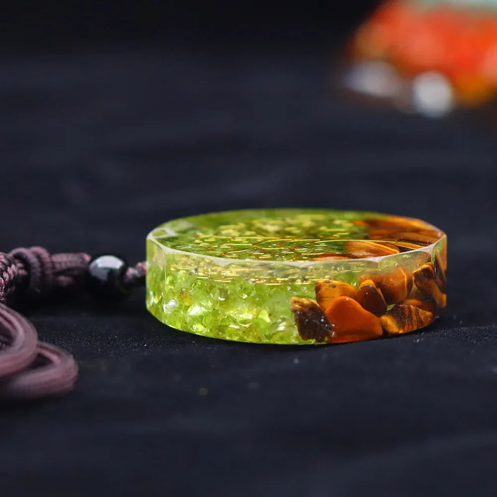 Orgonite Tiger Eye Pendant Tree of Life - Natural Stone Buddhist Necklace | Buddhive
