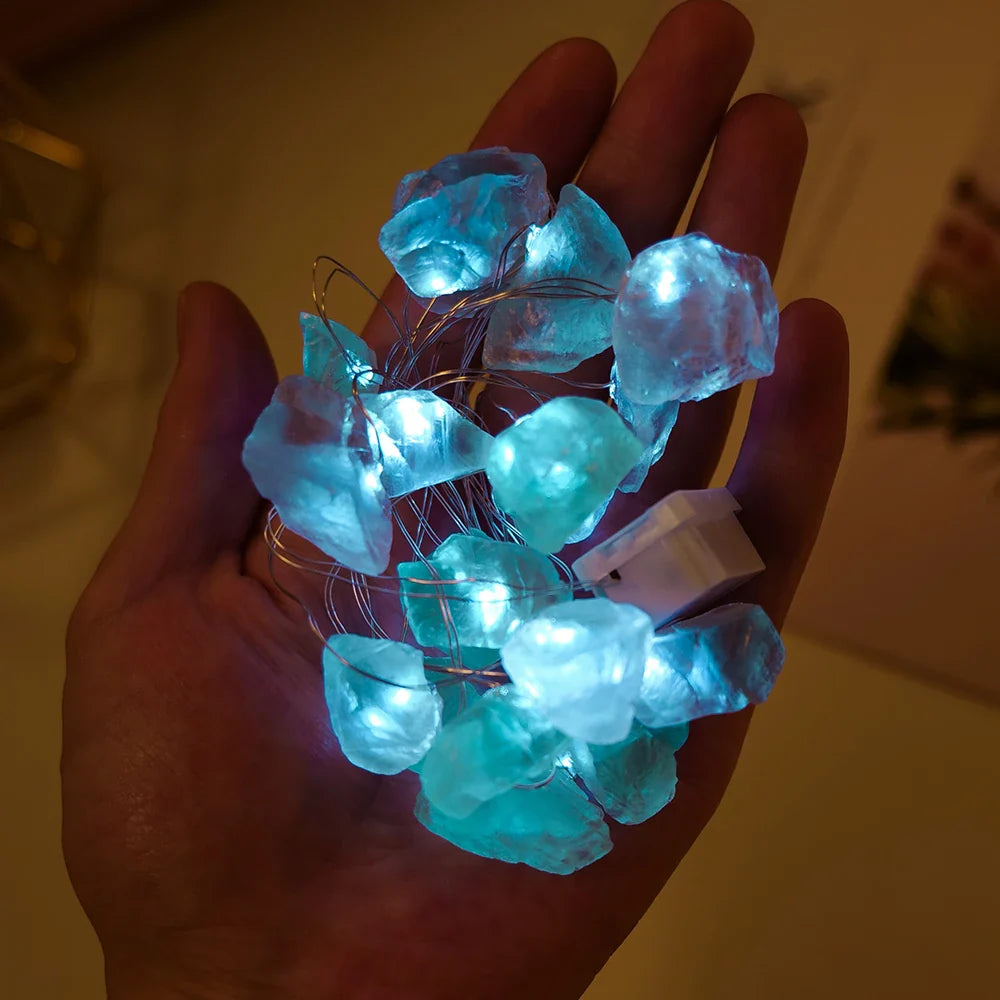 Natural Quartz Crystal String Lights LED - Healing Stone Decor for Meditation Room | Buddhive