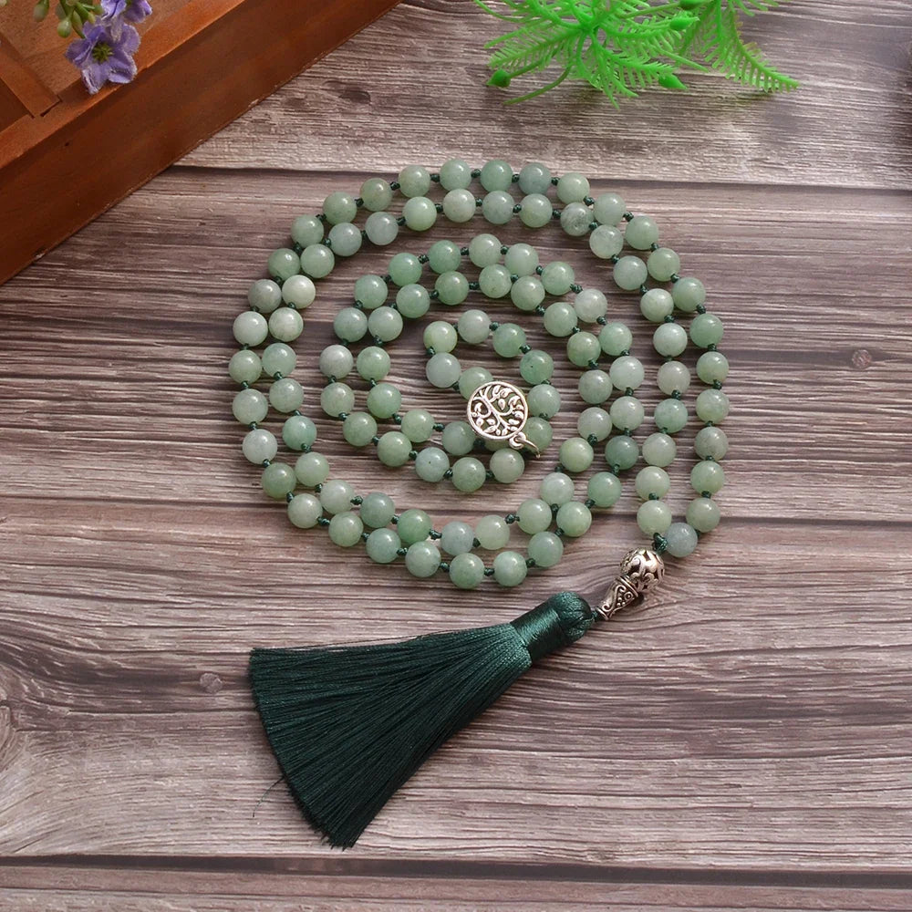Mala Beads Necklace Burmese Jade 108 Prayer Beads - Meditation & Mantra Counting | Buddhive