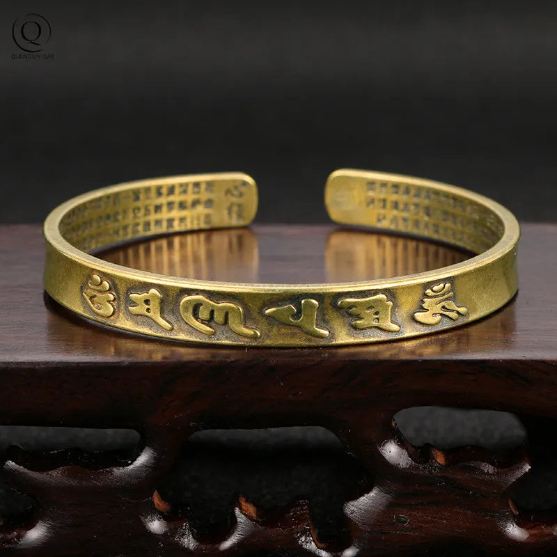 Tibetan Copper Cuff Bracelet - Handcrafted Buddhist Design - Adjustable Boho Style | Buddhive