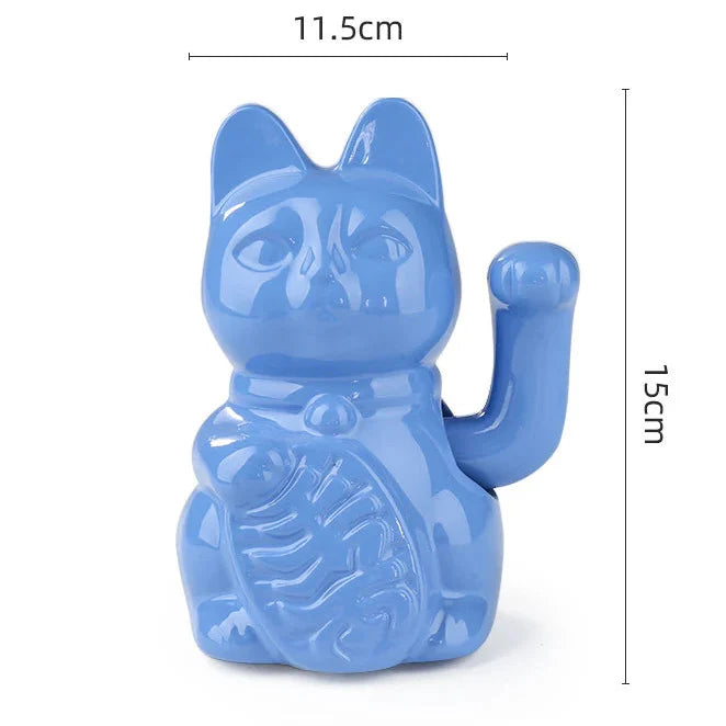Maneki Neko Lucky Cat Ceramic Figurine - Animated Waving Paw Feng Shui Decor | Buddhive
