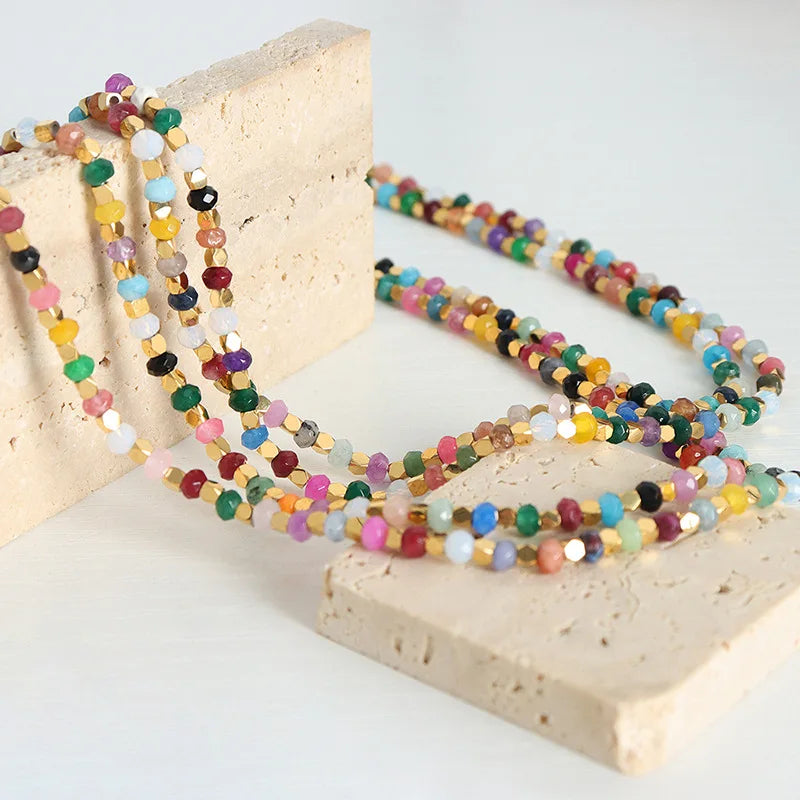 Multicolor Gemstone Necklace Natural Stone Beaded - Chakra Healing & Meditation Jewelry | Buddhive