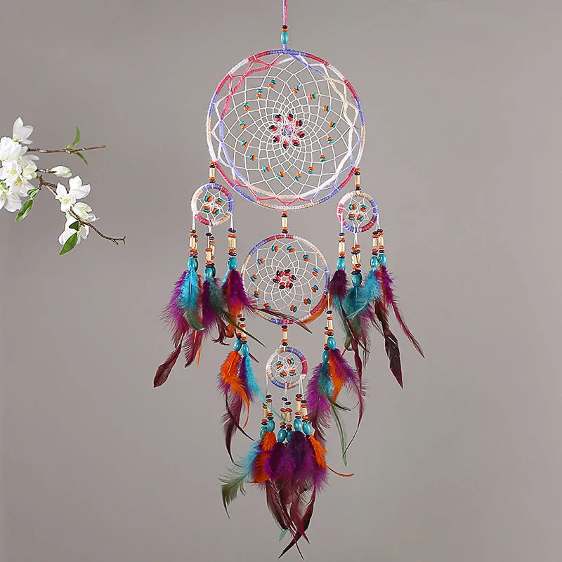 Native American Dreamcatcher Wall Hanging - Handwoven Wicker Feather Design - Boho Spiritual Decor | Buddhive