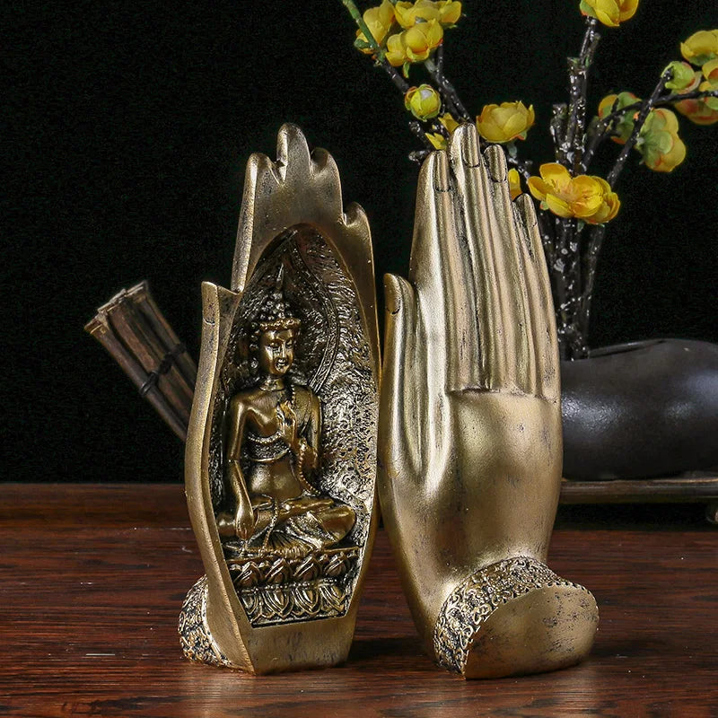 Buddha Hands Statue Resin - 8" Zen Meditation Decor for Home Altar & Sacred Space | Buddhive