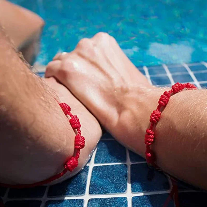 Red String Bracelet 7 Knots - Buddhist Protection Cord - Adjustable Cotton Thread | Buddhive