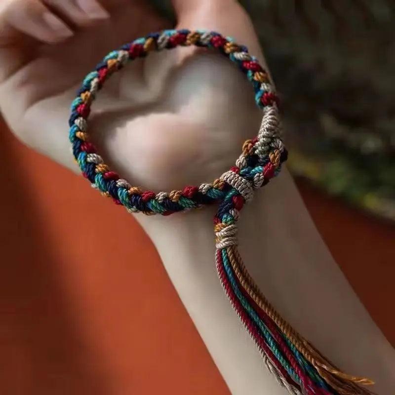 Tibetan Braided Bracelet for Women - Handwoven Buddhist Thread Wristband | Buddhive