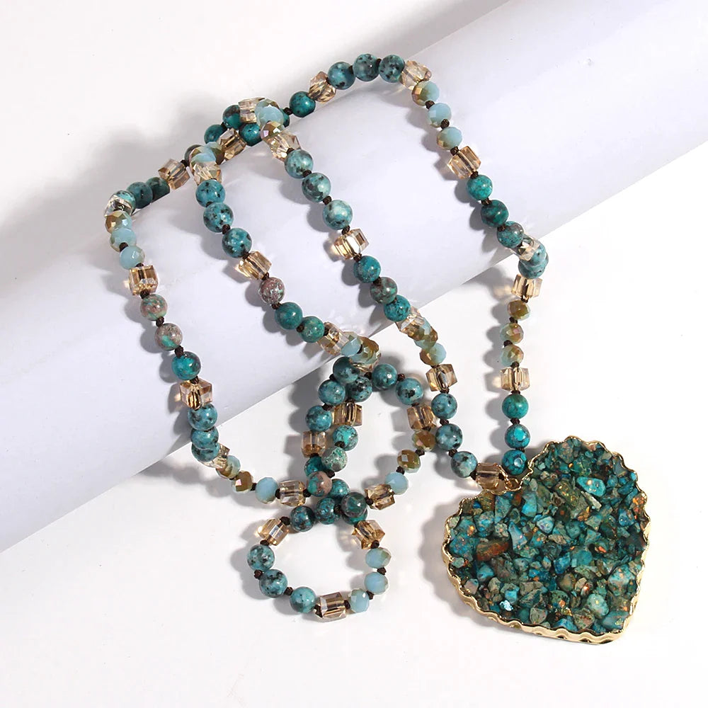 Green Heart Stone Necklace - Natural Gemstone Pendant - Buddhist Jewelry | Buddhive