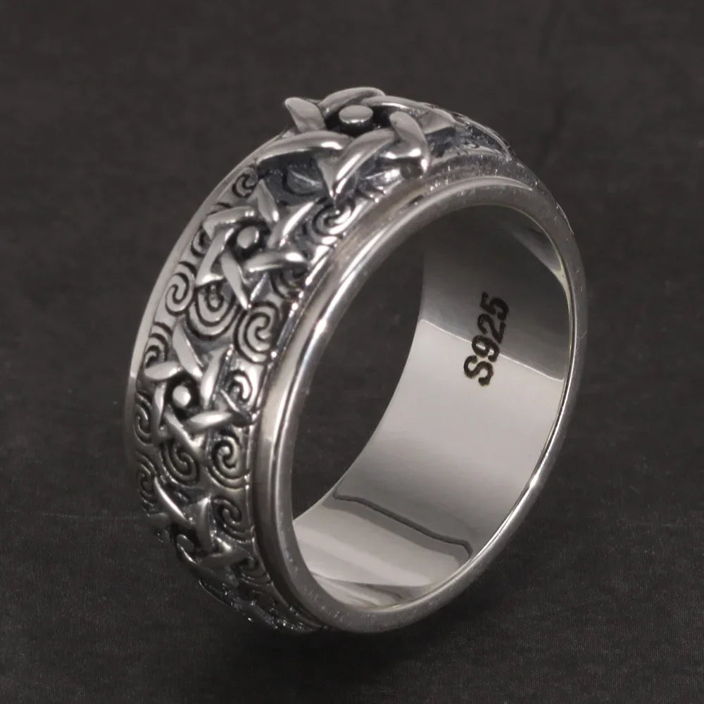 Buddhist Prayer Ring Spinning 925 Sterling Silver - Tibetan Meditation Ring | Buddhive