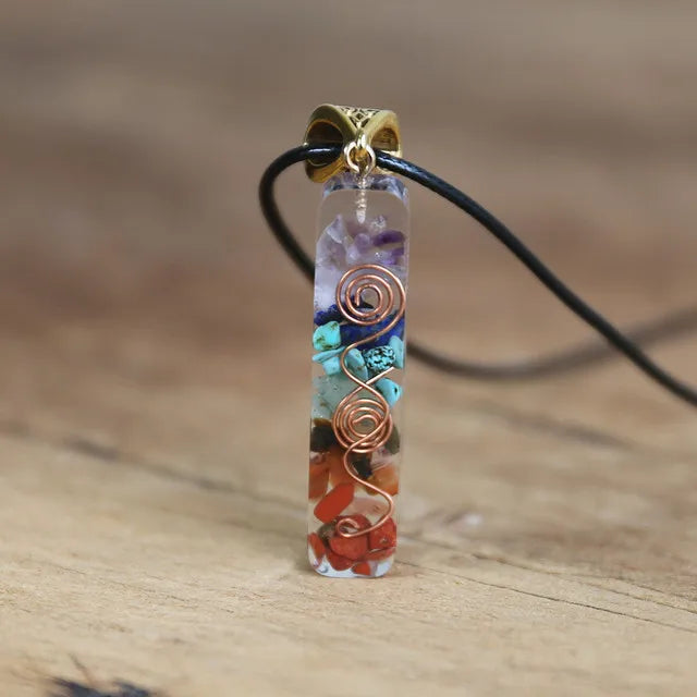 Orgonite 7 Chakra Pendant Necklace - Natural Stone Energy Healing Jewelry | Buddhive