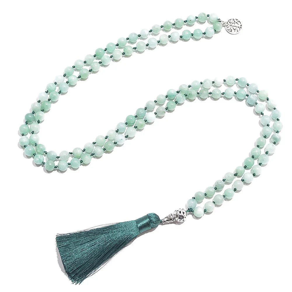 Mala Beads Necklace Burmese Jade 108 Prayer Beads - Meditation & Mantra Counting | Buddhive