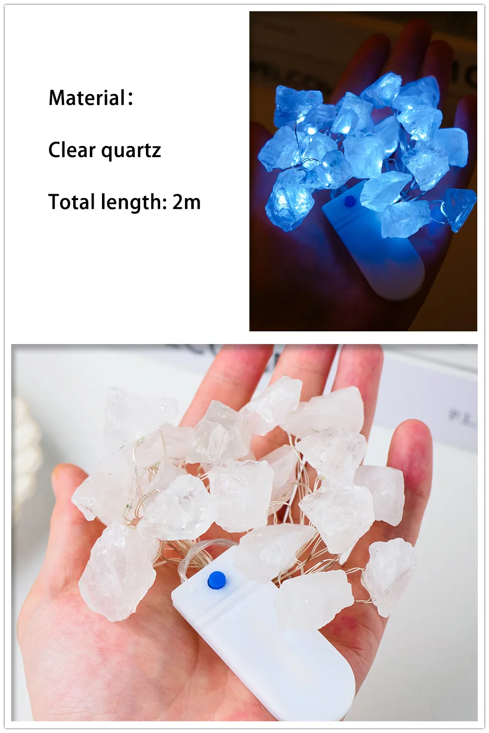 Natural Quartz Crystal String Lights LED - Healing Stone Decor for Meditation Room | Buddhive