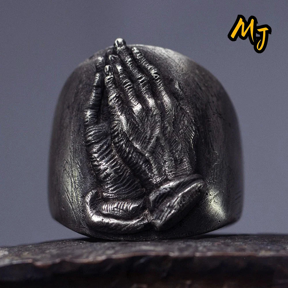 Namaste Ring Stainless Steel - Buddhist Prayer Symbol Jewelry for Men & Women | Buddhive