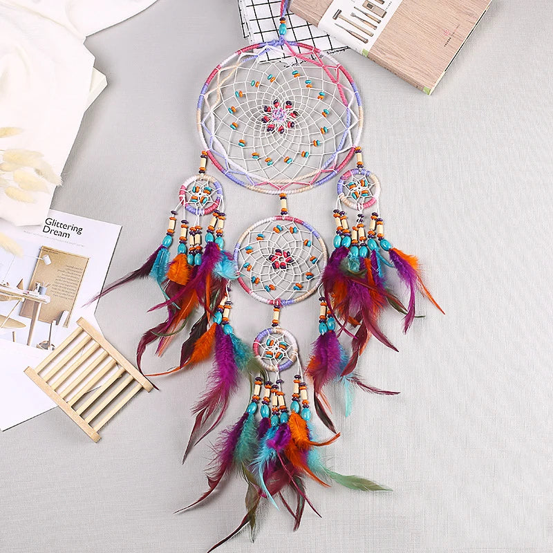 Native American Dreamcatcher Wall Hanging - Handwoven Wicker Feather Design - Boho Spiritual Decor | Buddhive