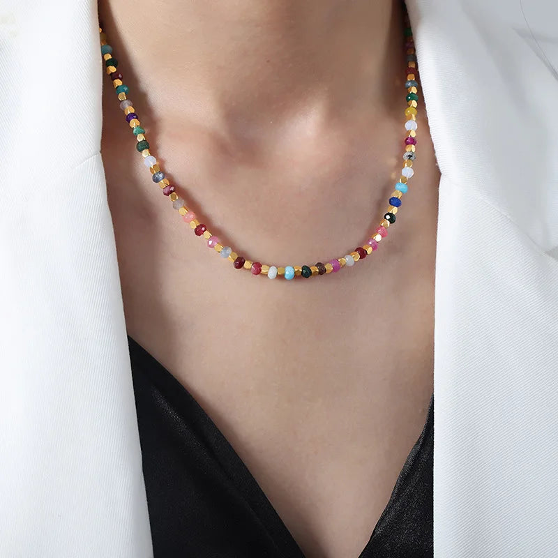 Multicolor Gemstone Necklace Natural Stone Beaded - Chakra Healing & Meditation Jewelry | Buddhive