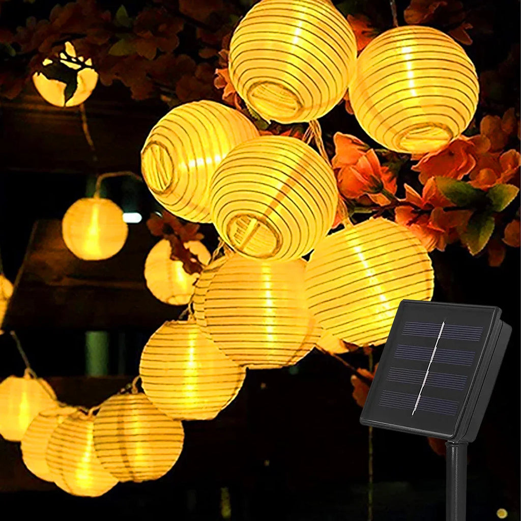 Solar Outdoor Lanterns Chinese Style - LED Garden String Lights - Zen Decor | Buddhive