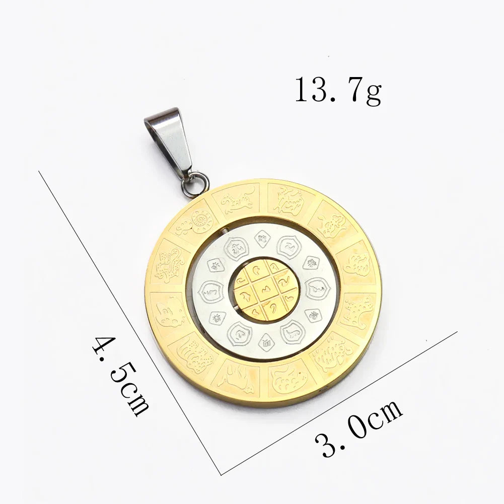 Buddhist Om Amulet Pendant - Round Gold Metal Tibetan Symbol Necklace | Buddhive