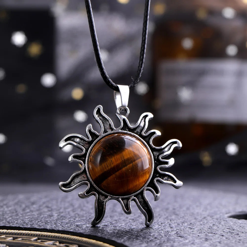 Quartz Sun Necklace - Natural Stone Buddhist Pendant - Unisex Spiritual Jewelry | Buddhive