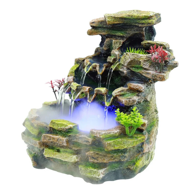 Zen Fountain Indoor Waterfall with LED Lights - Resin Cascade Water Feature | Buddhive