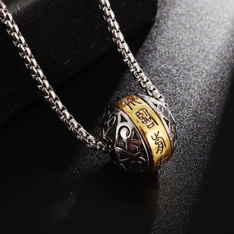 Spinning Om Pendant Necklace - Buddhist Copper Rotating Mantra Jewelry | Buddhive