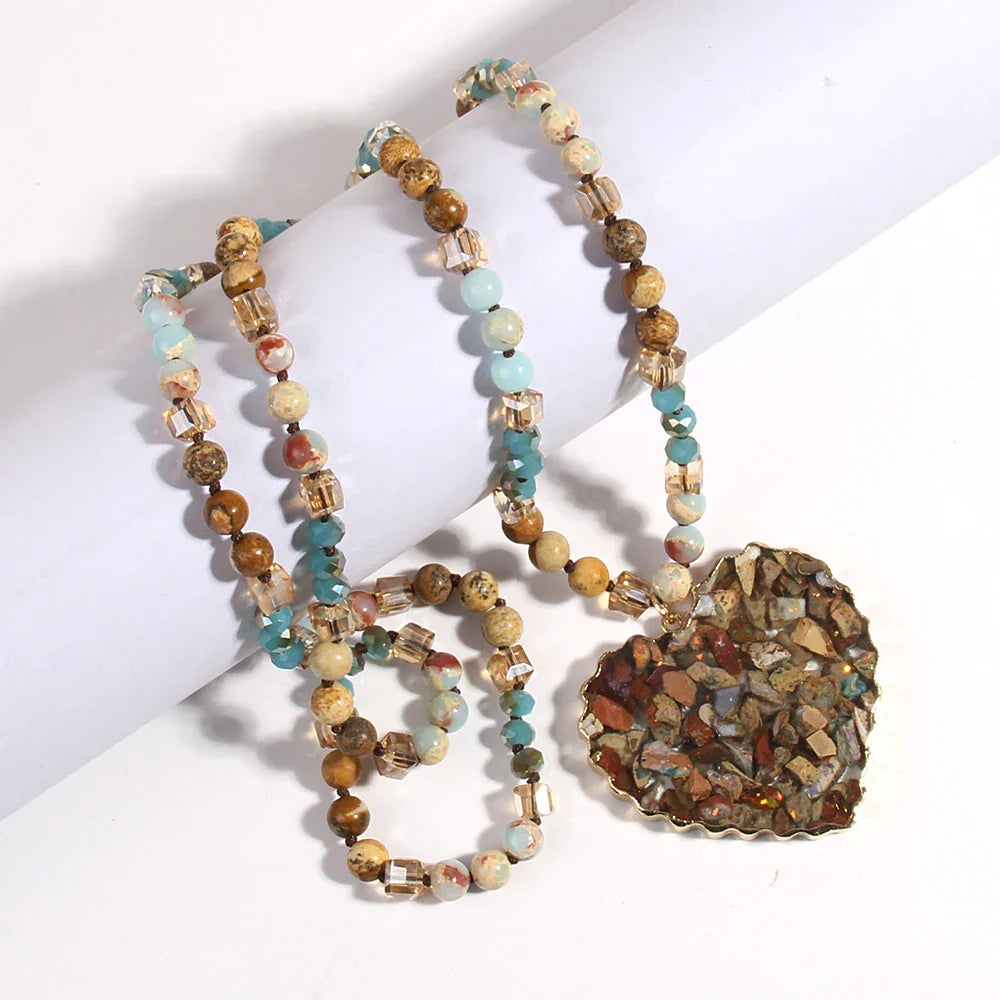 Green Heart Stone Necklace - Natural Gemstone Pendant - Buddhist Jewelry | Buddhive