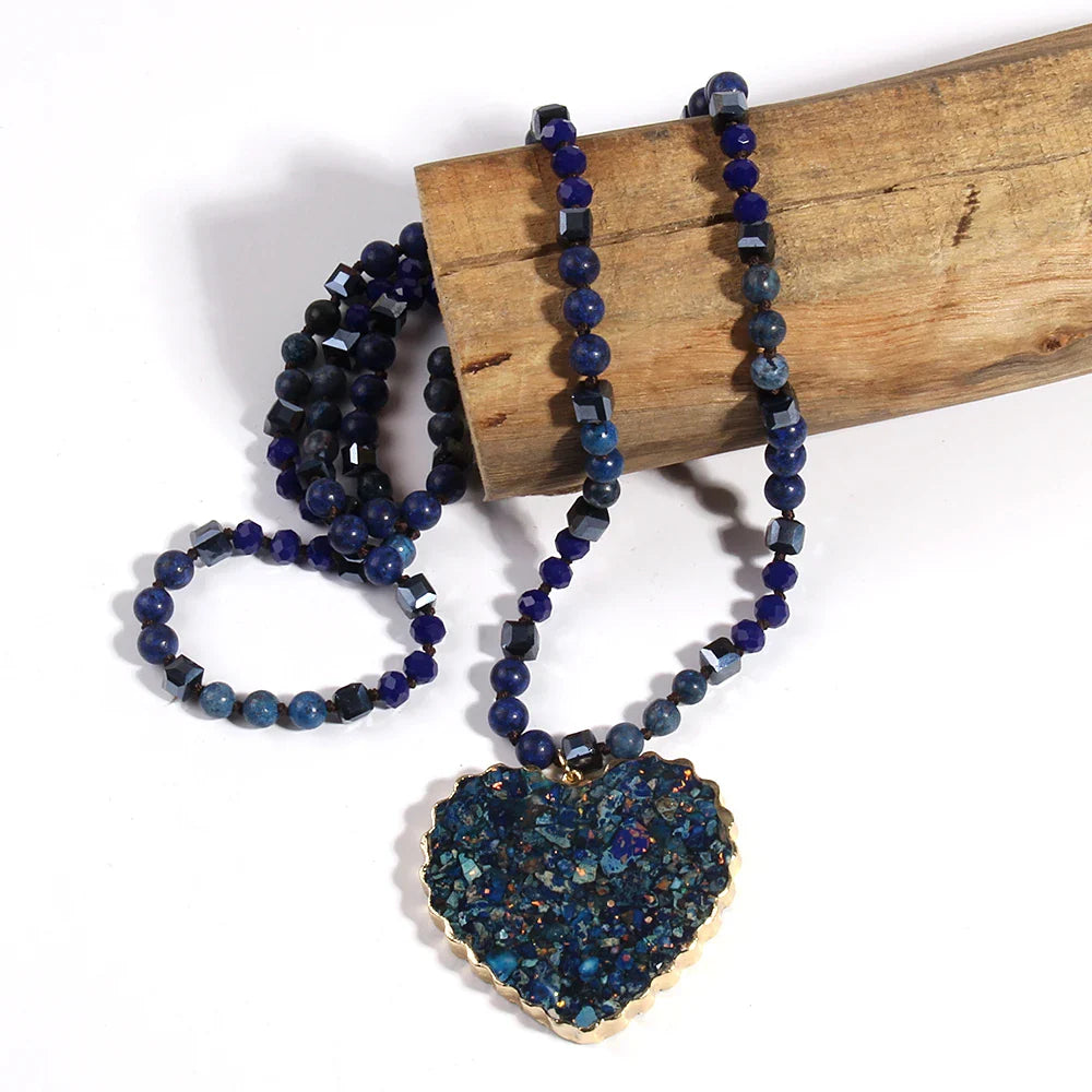 Green Heart Stone Necklace - Natural Gemstone Pendant - Buddhist Jewelry | Buddhive